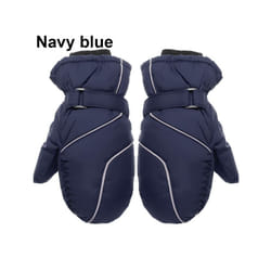 Children Kids Winter Snow Warm Gloves Boy Girls Ski Snowboard Windproof - navy blue
