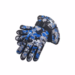Thermal Ski Gloves Children Kids Winter Fleece Waterproof Warm Child Snowboard - blue 2