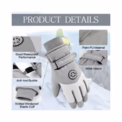 Waterproof Ski Gloves Women Winter Touch Screen Snow Gloves Fleece Lined - black