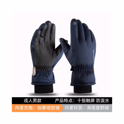 Waterproof Ski Gloves Women Winter Touch Screen Snow Gloves Fleece Lined - blue