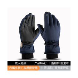 Waterproof Ski Gloves Women Winter Touch Screen Snow Gloves Fleece Lined - blue