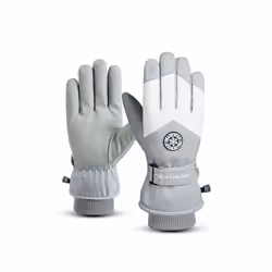Waterproof Ski Gloves Women Winter Touch Screen Snow Gloves Fleece Lined - White