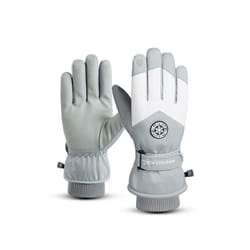 Waterproof Ski Gloves Women Winter Touch Screen Snow Gloves Fleece Lined - White