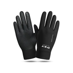 Waterproof Ski Gloves Women Winter Touch Screen Snow Gloves Fleece Lined - black white