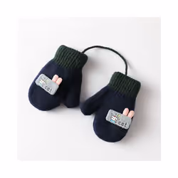 0-3Years Boy Girl Baby Hand Gloves Thicken Mittens for Kids Cute Cartoon - Navy