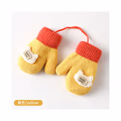 0-3Years Boy Girl Baby Hand Gloves Thicken Mittens for Kids Cute Cartoon - Yellow
