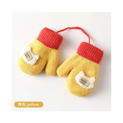 0-3Years Boy Girl Baby Hand Gloves Thicken Mittens for Kids Cute Cartoon - Yellow