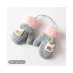 0-3Years Boy Girl Baby Hand Gloves Thicken Mittens for Kids Cute Cartoon - light gray