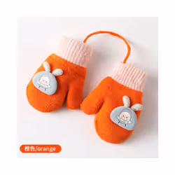 0-3Years Boy Girl Baby Hand Gloves Thicken Mittens for Kids Cute Cartoon - orange