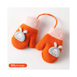 0-3Years Boy Girl Baby Hand Gloves Thicken Mittens for Kids Cute Cartoon - orange