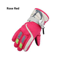 Winter Waterproof Warm Kids Boys Girls Gloves Ski Children Mittens Snow - rose red