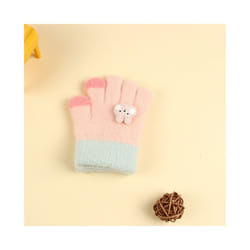 ) Winter Coral Fleece Kids Short Gloves Thicken Children Baby Love Plush - Pink Rabbit(1-5Y