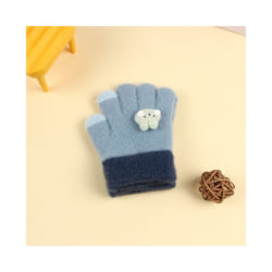 ) Winter Coral Fleece Kids Short Gloves Thicken Children Baby Love Plush - Navy Rabbit(1-5Y