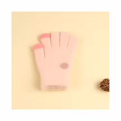 ) Winter Coral Fleece Kids Short Gloves Thicken Children Baby Love Plush - Pink Smile(3-8Y