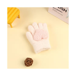 ) Winter Coral Fleece Kids Short Gloves Thicken Children Baby Love Plush - Pink Love(1-5Y