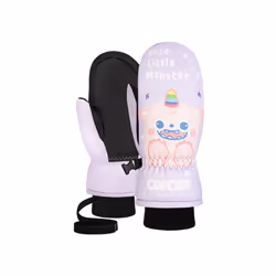 Kids Ski Gloves 3M Thinsulate Winter Keep Warm Finger Mittens Cute Cartoon - xS, Pink monster