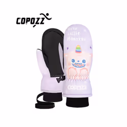Kids Ski Gloves 3M Thinsulate Winter Keep Warm Finger Mittens Cute Cartoon - xxS, Pink monster