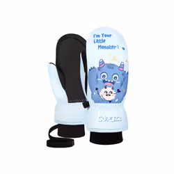 Kids Ski Gloves 3M Thinsulate Winter Keep Warm Finger Mittens Cute Cartoon - S, Blue monster