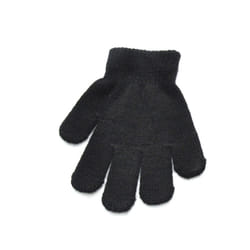 Children Knitted Gloves Winter Kids Pupil Student Solid Furry Full Finger - Black