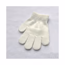 Children Knitted Gloves Winter Kids Pupil Student Solid Furry Full Finger - White