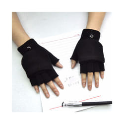 1Pair Kids Black Half Finger Fingerless Gloves for Women and Men Wool - N Style 13