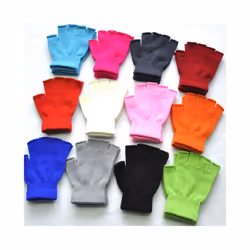 1Pair Kids Black Half Finger Fingerless Gloves for Women and Men Wool - K Style 10
