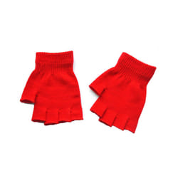 1Pair Kids Black Half Finger Fingerless Gloves for Women and Men Wool - B Style 2