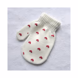 Baby Gloves Children For 1-4Y Winter Warm Patchwork Knitted Mittens Kindergarten - White Love