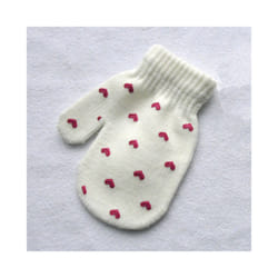 Baby Gloves Children For 1-4Y Winter Warm Patchwork Knitted Mittens Kindergarten - White Love