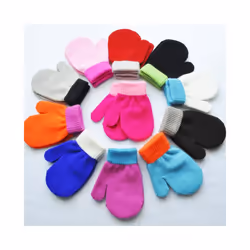 Baby Gloves Children For 1-4Y Winter Warm Patchwork Knitted Mittens Kindergarten - White Love