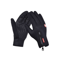 Thermal Winter Gloves Touchscreen Cycling Gloves Full Finger Windproof - L, Black