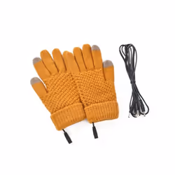 Winter Girl Women Electric Mitten Heated Gloves Full Finger Warmer USB - Yellow
