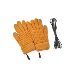 Winter Girl Women Electric Mitten Heated Gloves Full Finger Warmer USB - Yellow