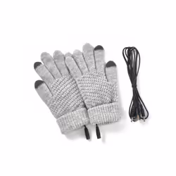 Winter Girl Women Electric Mitten Heated Gloves Full Finger Warmer USB - Grey