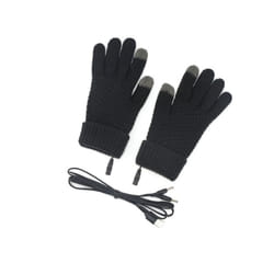 Winter Girl Women Electric Mitten Heated Gloves Full Finger Warmer USB - Black