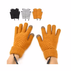 Winter Girl Women Electric Mitten Heated Gloves Full Finger Warmer USB - Black