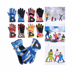 Winter Snow Warm Gloves for Children Aged 3-7 Years Thicken Warm Skiing - red