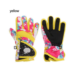 Winter Snow Warm Gloves for Children Aged 3-7 Years Thicken Warm Skiing - yellow