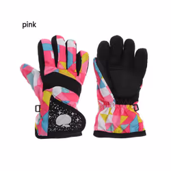 Winter Snow Warm Gloves for Children Aged 3-7 Years Thicken Warm Skiing - pink
