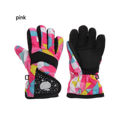 Winter Snow Warm Gloves for Children Aged 3-7 Years Thicken Warm Skiing - pink
