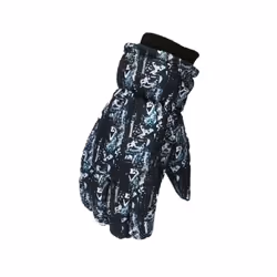 New Children Winter Snow Warm Gloves Boys Girls Ski Snowboard Windproof - L 7 to 12 years, Black Blue