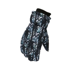 New Children Winter Snow Warm Gloves Boys Girls Ski Snowboard Windproof - L 7 to 12 years, Black Blue