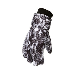 New Children Winter Snow Warm Gloves Boys Girls Ski Snowboard Windproof - L 7 to 12 years, Black White