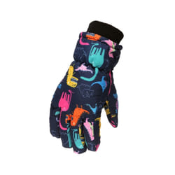 New Children Winter Snow Warm Gloves Boys Girls Ski Snowboard Windproof - L 7 to 12 years, Black Red
