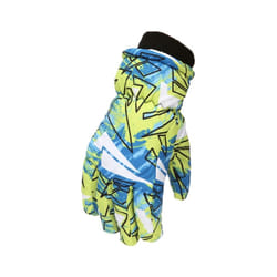 New Children Winter Snow Warm Gloves Boys Girls Ski Snowboard Windproof - L 7 to 12 years, Green