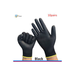 6-30 pairs of nitrile safety coated work gloves, PU gloves and palm coated - L, Black 10 pairs