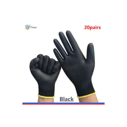 6-30 pairs of nitrile safety coated work gloves, PU gloves and palm coated - M, Black 20 pairs
