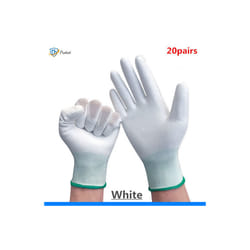 6-30 pairs of nitrile safety coated work gloves, PU gloves and palm coated - M, White 20 pairs