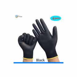 6-30 pairs of nitrile safety coated work gloves, PU gloves and palm coated - L, Black 6 pairs