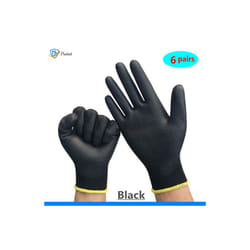 6-30 pairs of nitrile safety coated work gloves, PU gloves and palm coated - M, Black 6 pairs